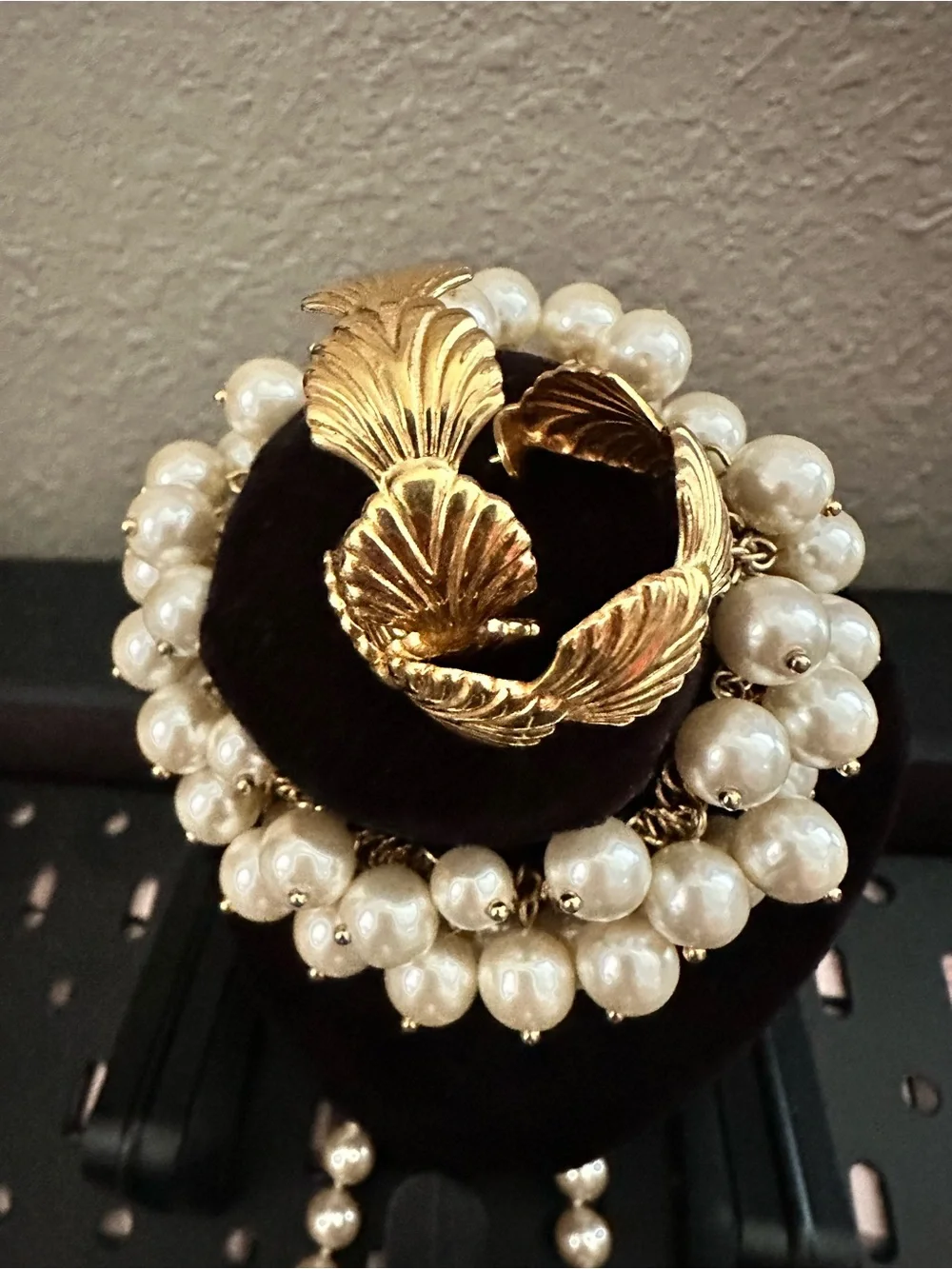 Gold and Pearl Necklace, Bracelet , Ring and earrings Set